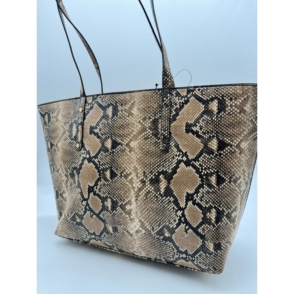 INC Zoiey 2-Piece faux-leather women's XL tote bag + pouch --SNAKE PRINT/BLACK - Picture 15 of 16